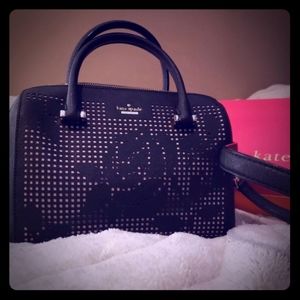 RARE Kate Spade Black Rose Laser Cut Satchel Bag